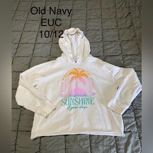 Old Navy Cream Hoodie with Tropical Graphic